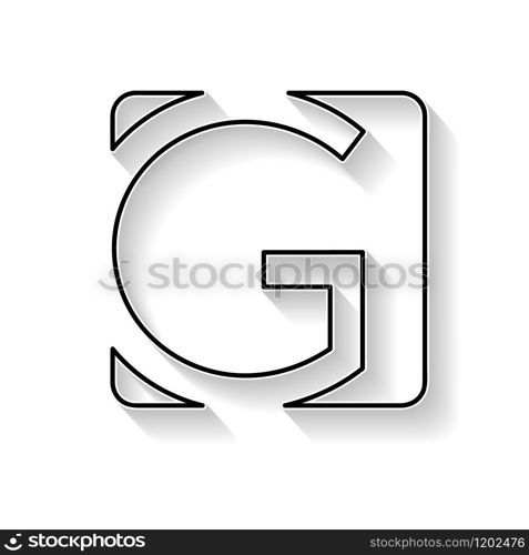 Vector initial letter G. Sign made with black line