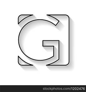 Vector initial letter G. Sign made with black line