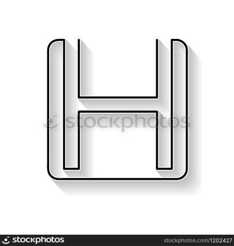 Vector initial letter H. Sign made with black line