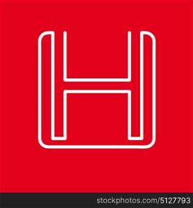 Vector initial letter H. Sign made with red line