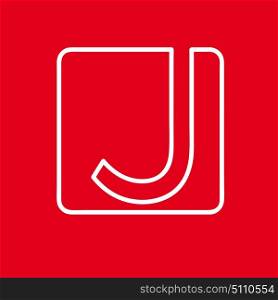 Vector initial letter J. Sign made with red line