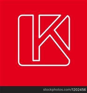 Vector initial letter K. Sign made with red line