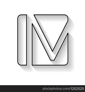 Vector initial letter M. Sign made with black line