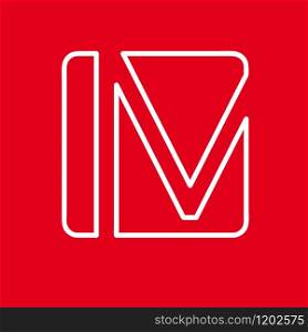 Vector initial letter M. Sign made with red line