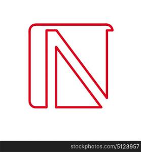 Vector initial letter N. Sign made with red line