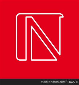 Vector initial letter N. Sign made with red line