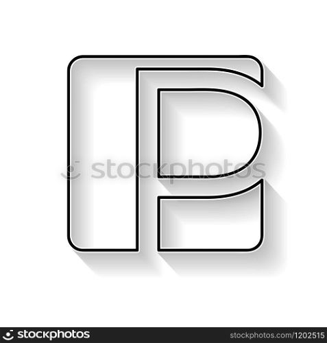 Vector initial letter P. Sign made with black line