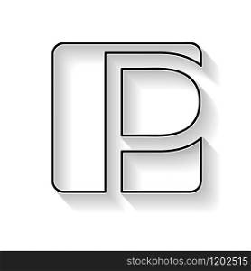 Vector initial letter P. Sign made with black line