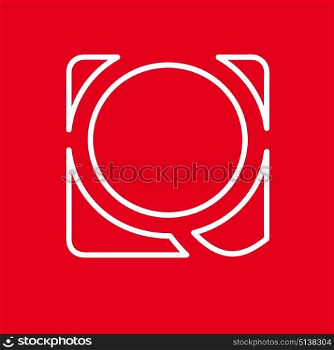 Vector initial letter Q. Sign made with red line