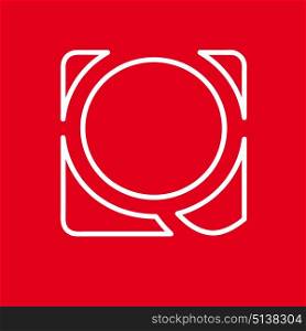 Vector initial letter Q. Sign made with red line