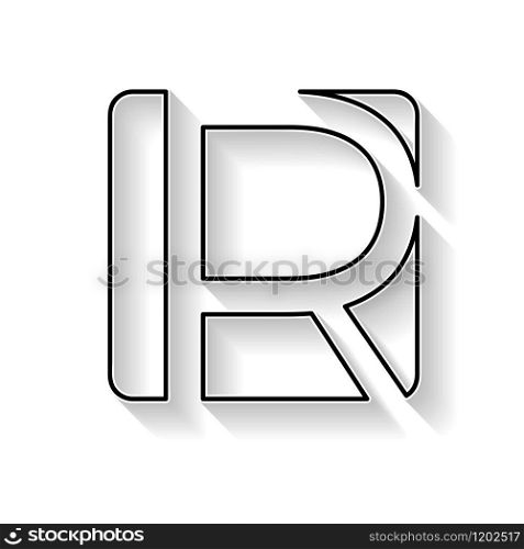 Vector initial letter R. Sign made with black line