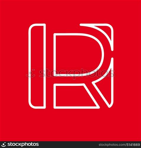 Vector initial letter R. Sign made with red line