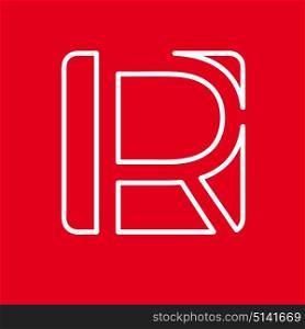 Vector initial letter R. Sign made with red line