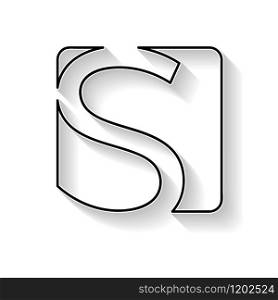 Vector initial letter S. Sign made with black line