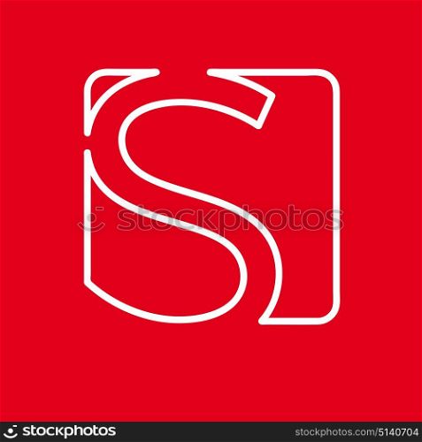 Vector initial letter S. Sign made with red line