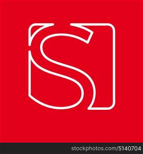 Vector initial letter S. Sign made with red line