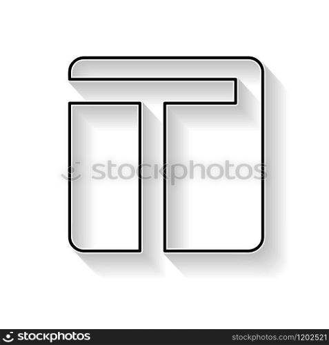 Vector initial letter T. Sign made with black line