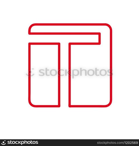 Vector initial letter T. Sign made with red line