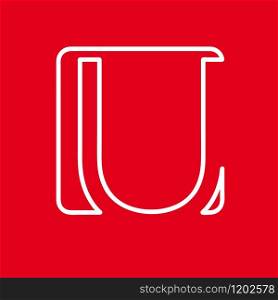 Vector initial letter U. Sign made with red line