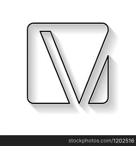 Vector initial letter V. Sign made with black line