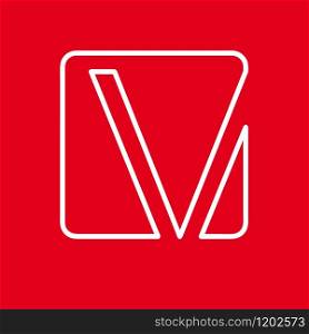 Vector initial letter V. Sign made with red line