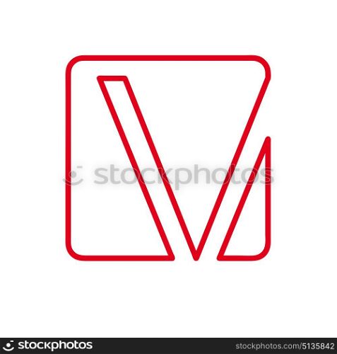 Vector initial letter V. Sign made with red line