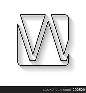 Vector initial letter W. Sign made with black line