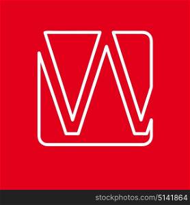Vector initial letter W. Sign made with red line