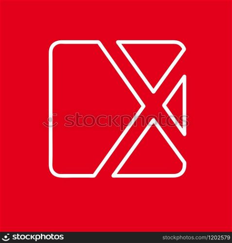 Vector initial letter X. Sign made with red line