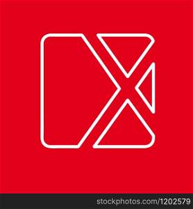Vector initial letter X. Sign made with red line