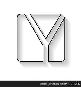 Vector initial letter Y. Sign made with black line
