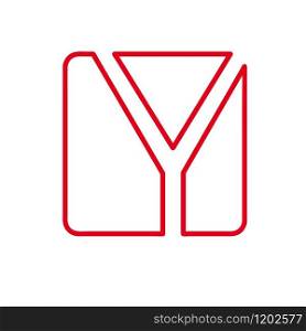 Vector initial letter Y. Sign made with red line