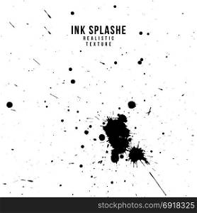 vector ink paint splatter texture. vector various black monochrome ink paint splashes and splatters decorative realistic texture set isolated on white background