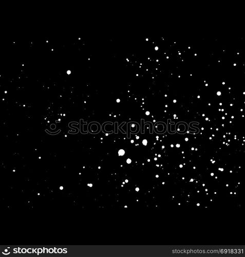 vector ink paint splatter texture. vector white monochrome ink paint splashes and splatters decorative realistic texture isolated on black background