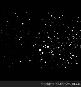 vector ink paint splatter texture. vector white monochrome ink paint splashes and splatters decorative realistic texture isolated on black background