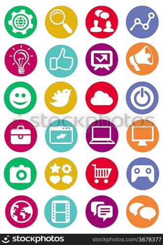 Vector internet and technology icons - set of bright pictograms