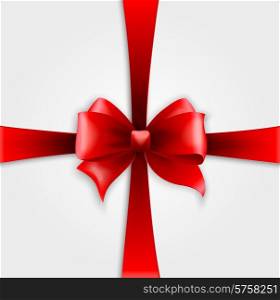 Vector Invitation card with red holiday ribbon and bow. Invitation card with red holiday ribbon and bow