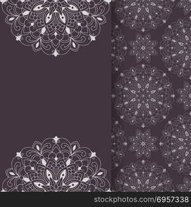 Vector Invitation Template on Lacy Pattern, dark background. Vector Invitation Template on Lacy Pattern