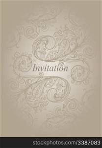 vector invitation template with abstract floral pattern