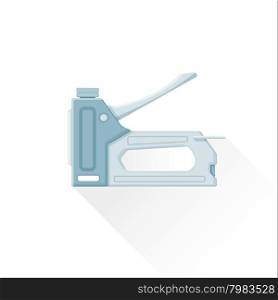 vector iron colored flat design house remodel metal staple gun illustration isolated white background long shadow&#xA;