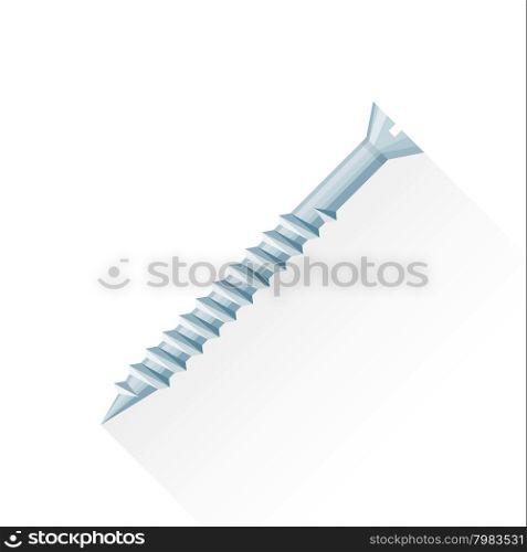 vector iron colored flat design metal screwdriver screw illustration isolated white background long shadow&#xA;