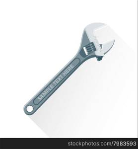 vector iron colored flat design metal textured adjustable wrench illustration isolated white background long shadow&#xA;