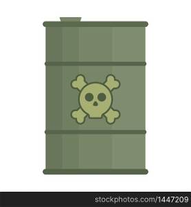 Vector iron metal barrel with a skull and bones icon for infographics. Crossbones sign. Hazardous industrial waste in the container. Radiation and toxicity. Hazard danger symbol