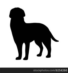 Vector isolated dog animal silhouette icon. Simple black shape. Graphic symbol illustration. Abstract design element. Vet clinic logo. Pet portrait shadow flat style.