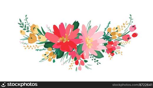 Vector isolated floral design with cute flowers. Template for card, poster, flyer, t-shirt, home decor and other use.. Vector isolated floral design with cute flowers. Template for card, poster, flyer, t-shirt, home decor and other.