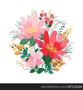 Vector isolated floral design with cute flowers. Template for card, poster, flyer, t-shirt, home decor and other use.. Vector isolated floral design with cute flowers. Template for card, poster, flyer, t-shirt, home decor and other.