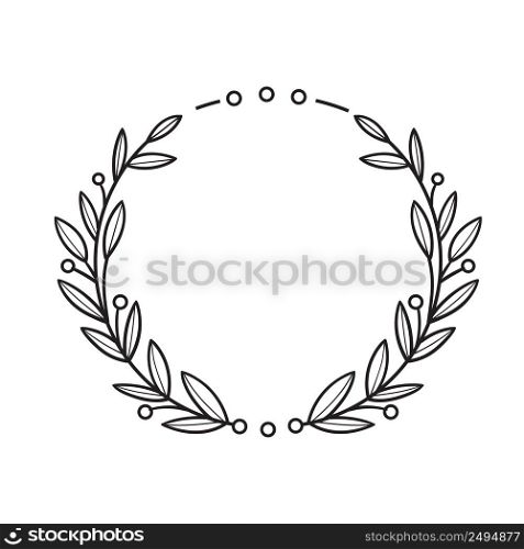 Vector isolated floral frame line art illustration, Flourish circle frame. Flower corner wreath for wedding card.