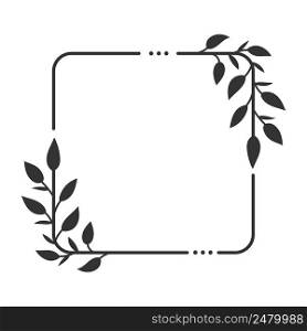 Vector isolated floral frame line art illustration, Flourish square frame. Flower corner wreath for wedding card.
