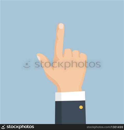 Vector isolated illustration. Hand with pointing finger. . Hand with pointing finger. Vector isolated illustration.