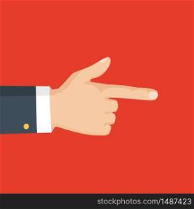 Vector isolated illustration. Hand with pointing finger. . Hand with pointing finger. Vector isolated illustration.
